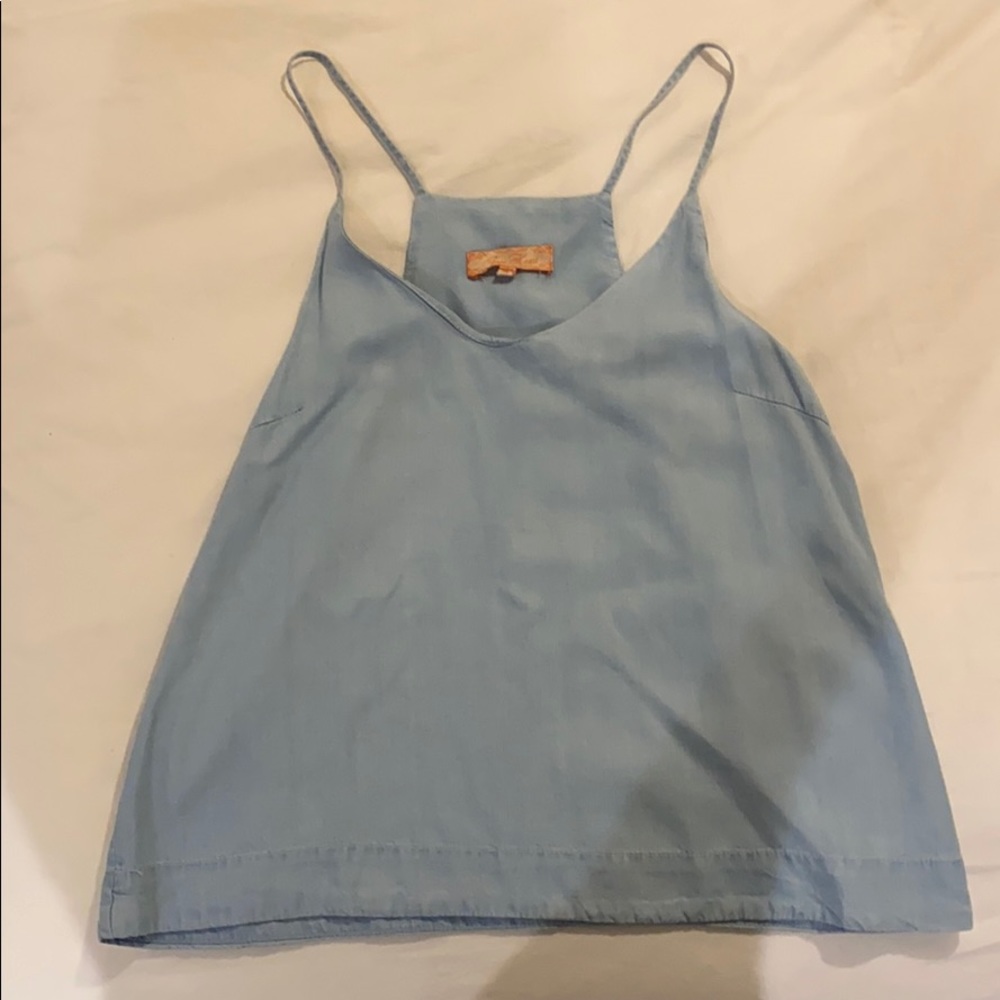 Denim-style Strap Blouse